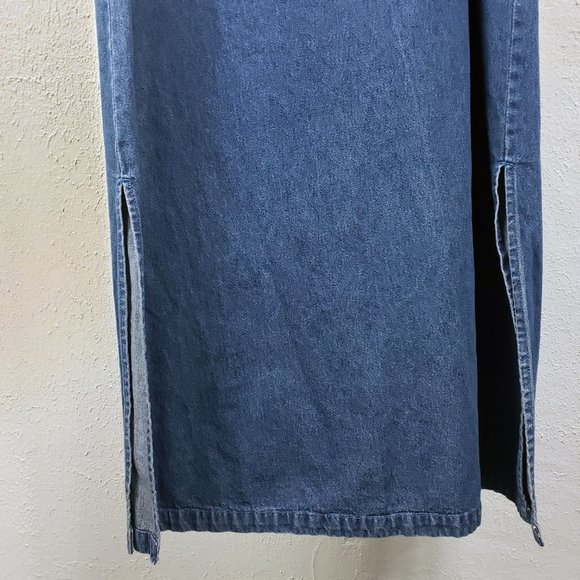 Shipshe Women's Denim Blue Jean Diamond Studded Split Side Embroidered Dress - Picture 7 of 15